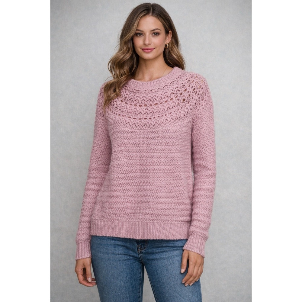 Lauren Ralph Lauren‎ Open Stitch Alpaca Sweater Women's Medium Pink Long Sleeve
